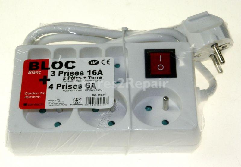 Inotech 7 Way Socket Outlet Switch - Bloc 4x6a + 3x16a Blanc