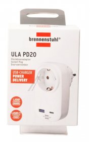 Brennenstuhl Socket Outlet Without Switch - 150821001 Steckdosensdapter Mit Usb C Power Delivery Zum Schnellladen (1x Usb C Power Delivery 20w 1x Usb A 18w)
