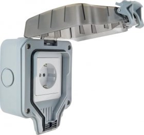 Schwaiger Appliance Socket - Solar Soad0100 Outdoor Socket Surface-mounted Ip66 For 1x Angled Plug