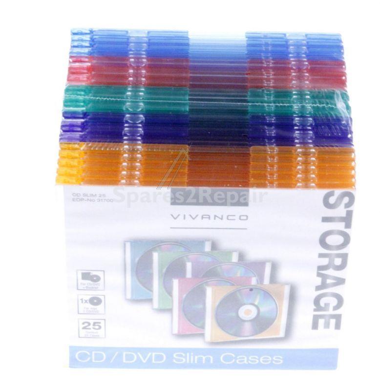 Vivanco Cd-organiser - Cd Slim 25 Cd Slim Case FÜr Eine Cd, 25er Pack, 5 Farben Sortiert