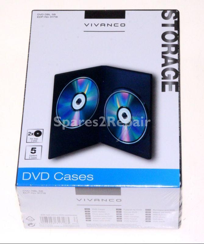 Vivanco Cd-organiser - Dvd Dbl 5b Dvd Doublle Case Fo Two Dvd S, Pack Of 5, Black