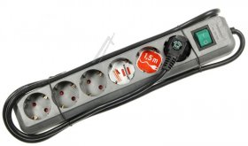 Brennenstuhl 6 Way Socket Outlet Switch - Eco-line Steckdosenleiste Mit Schalter 6-fach Silbergrau 1,5m