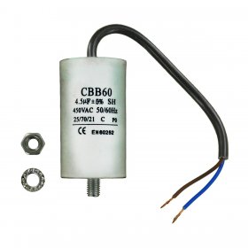 Universal Capacitor (4.5uF / 4.5MFD, 450VAC) with 20cm Cable Connectors